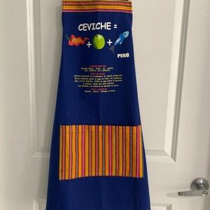 PERUVIAN BLUE APRON WITH CEVICHE RECIPE IN FRONT